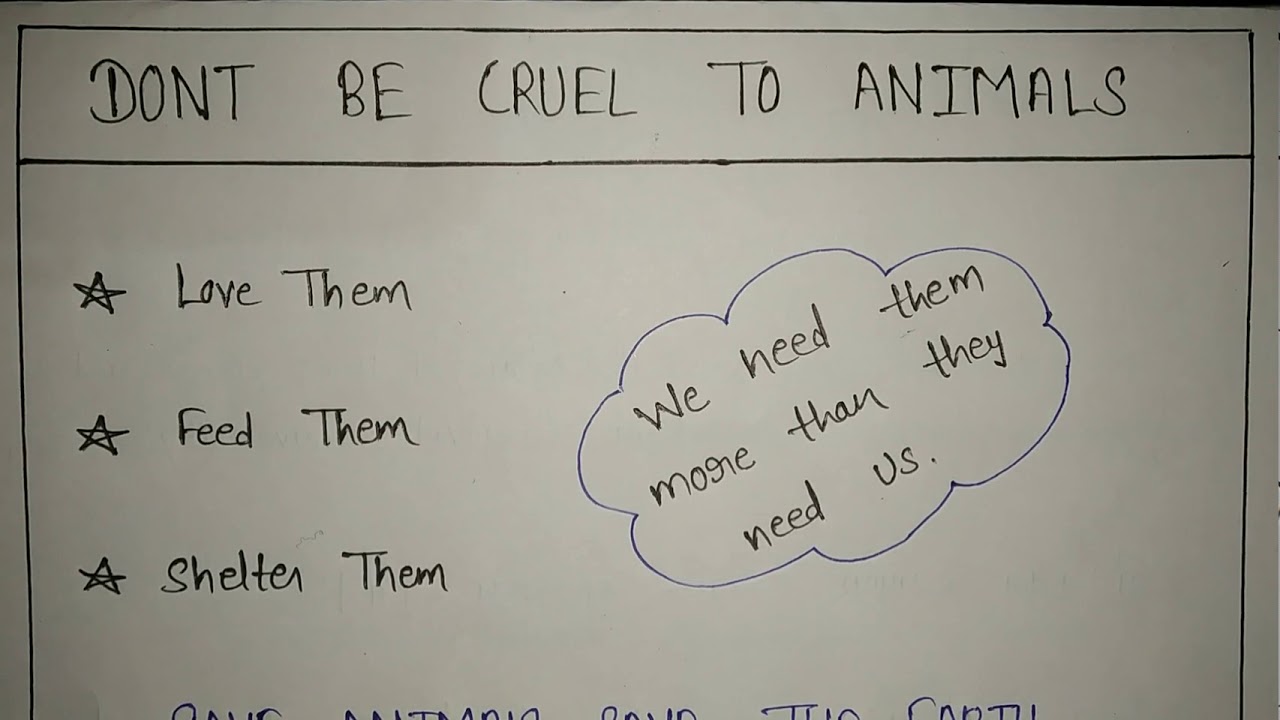 Don't be cruel to animals poster for class 11th,12th, Poster of “Don't be  cruel to animals” 2021 - YouTube