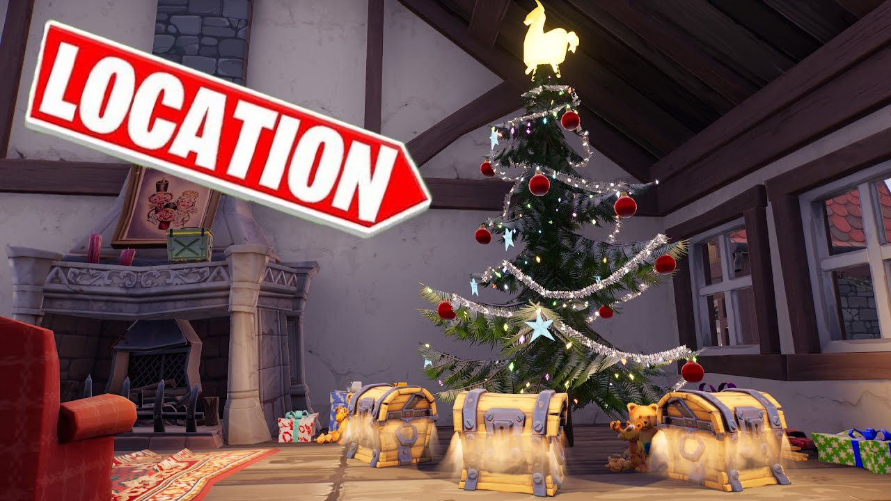 SEARCH A TREASURE CHEST UNDER A HOLIDAY TREE | Fortnite Winterfest Quests 2021