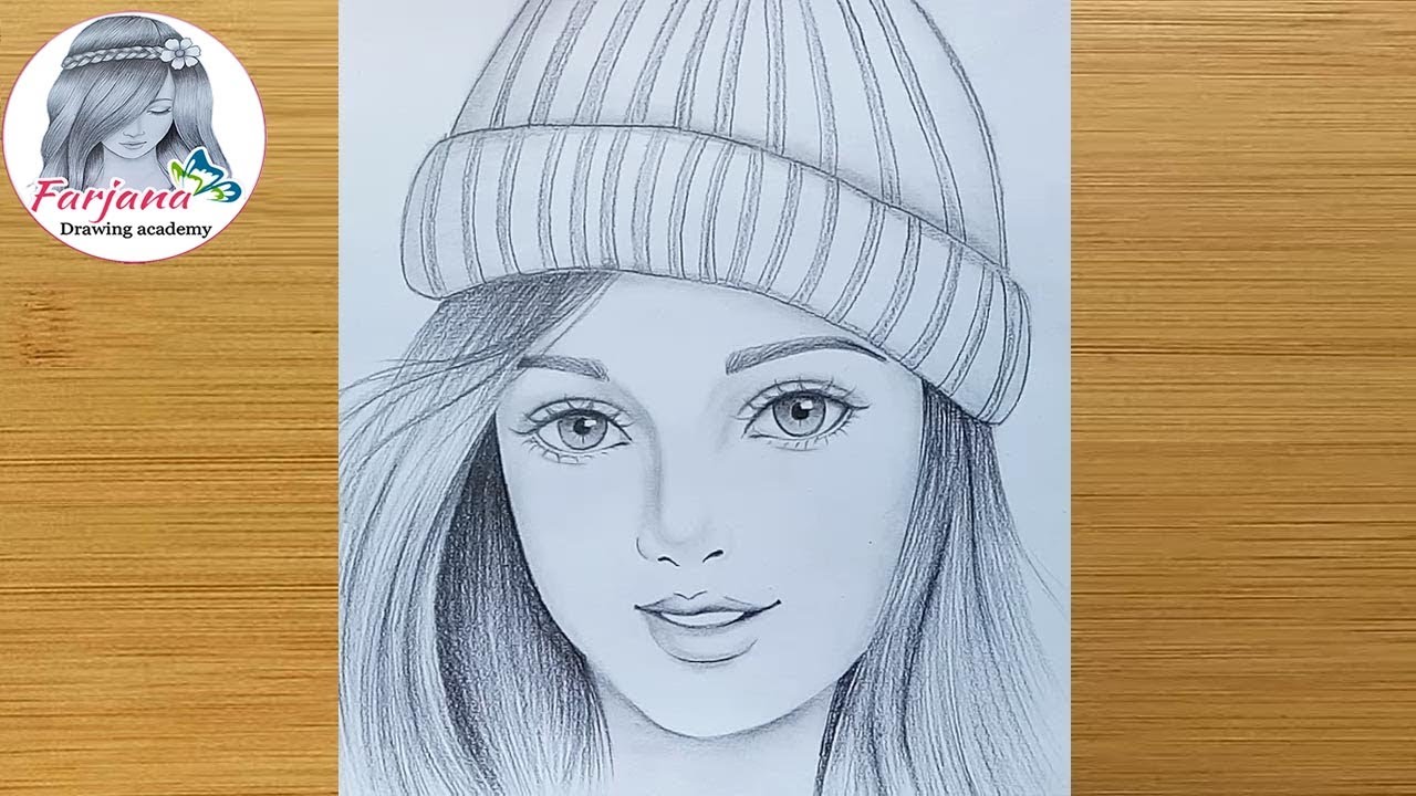 How to draw a girl wearing winter cap for beginners || Pencil ...