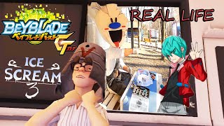 Ice Scream 3 Real Life VS Beyblade / Мороженщик 3 в реальной жизни / Beyblade Burst / Бейблэйд Бёрст