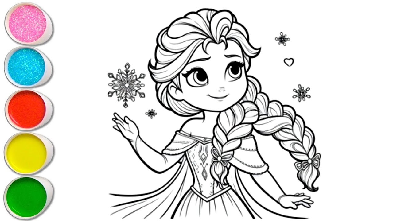 Cute Elsa Frozen Drawing for kids, Painting & Coloring for kids, Toddlers | Let's Draw Together