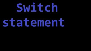 C Programming lecture switch statement