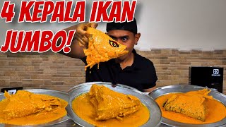 GILA!! MUKBANG 4 KEPALAI IKAN MONSTER !!