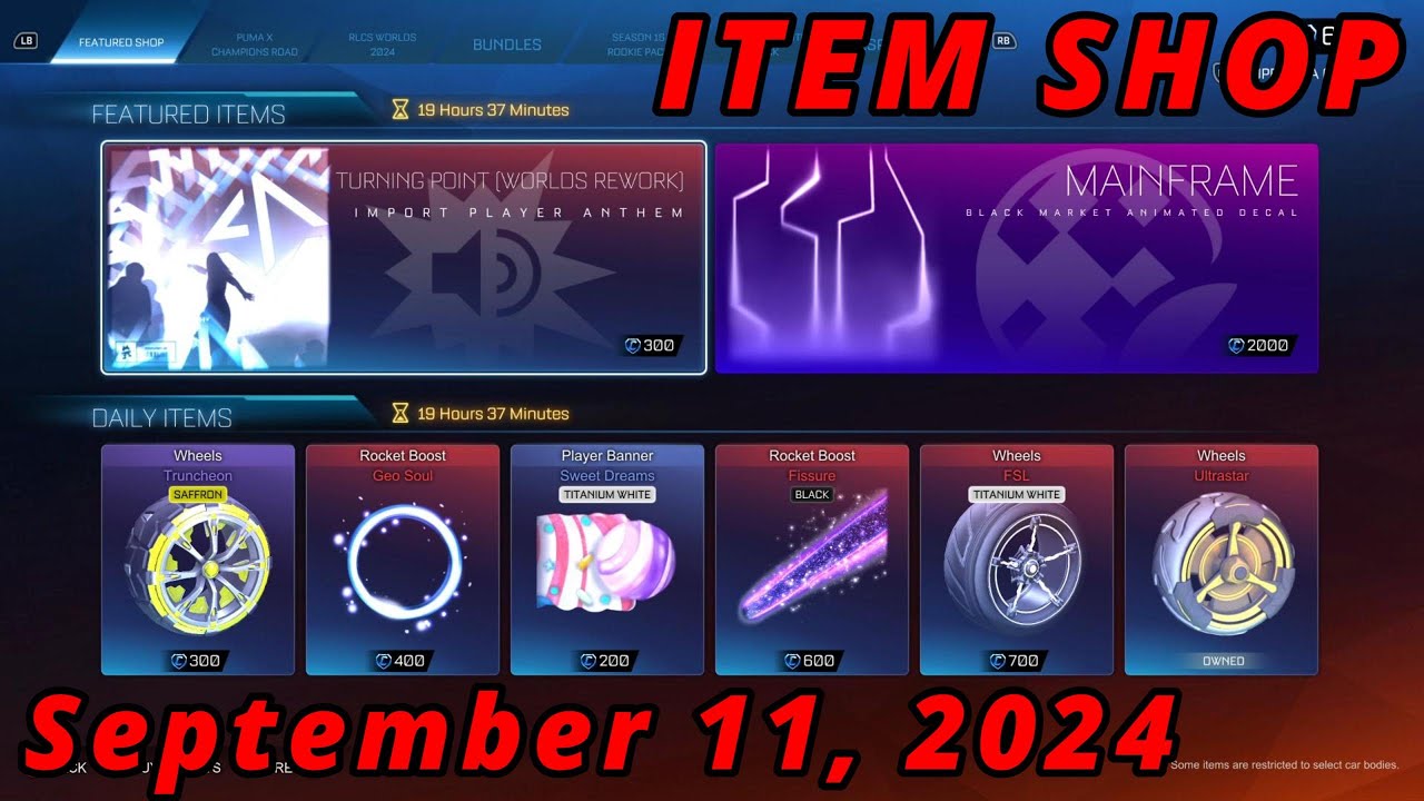 September 11 Rocket League Item Shop: TITANIUM WHITE FSL WHEELS!