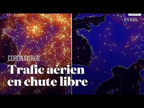 Avant-après: le trafic aérien s'est effondré en Europe à cause du coronavirus Avant-après: le trafic aérien s'est effondré en Europe à cause du coronavirus