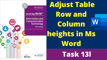 Task 13l IGCSE ICT Adjust Table Row & Column heights in Ms Word  Chapter 13-Layout Hodder Education
