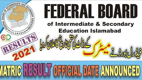 FBISE Result 2021 || FBISE Matric Part II Result 2021