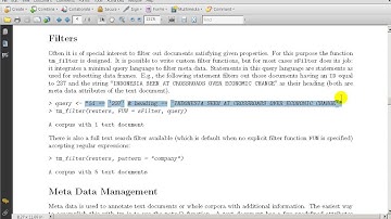 Modeling Techniques using R Chapter 7 Text Mining part 7  Exploring the tm package Part 4 Filtering