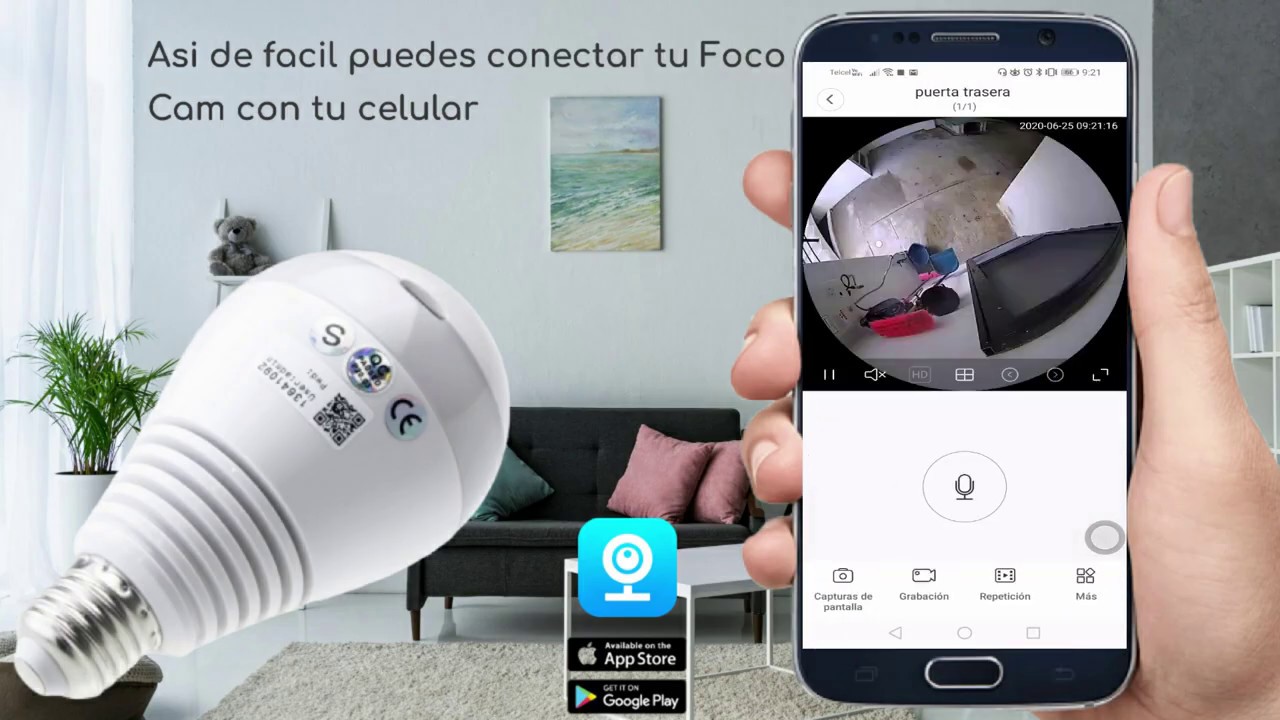 Configura la Foco Camara wifi Ip espía desde tu celular con la aplicación  V380 Pro 