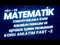 Matematik  Fonksiyonlarla İfade Edilebilen Denklem ve Eşitsizlik İçeren Problemler Part 2  Föy 29