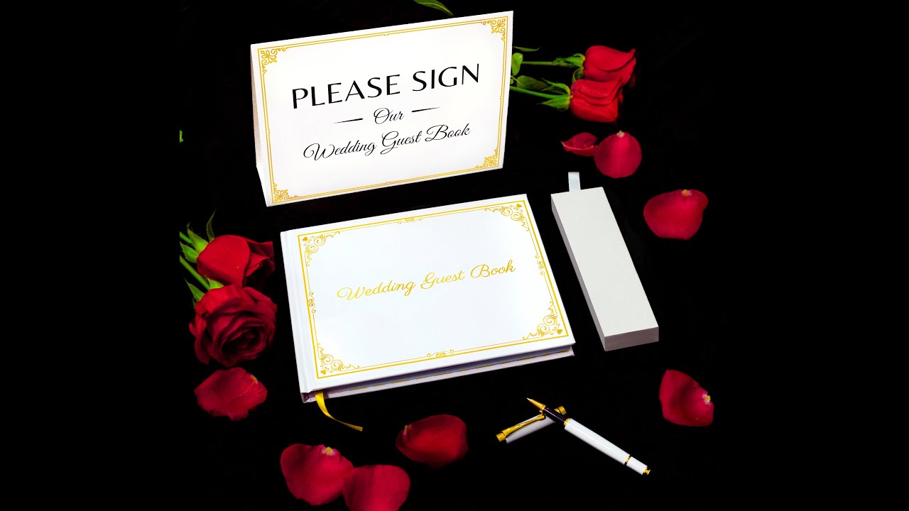 Wedding Guest Book, with Premium Pen Set, and Table Sign | White Dove Publications