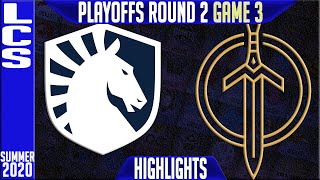 TL vs GGS Highlights Game 3 | LCS Playoffs Summer 2020 Round 2 | Team Liquid vs Golden Guardians