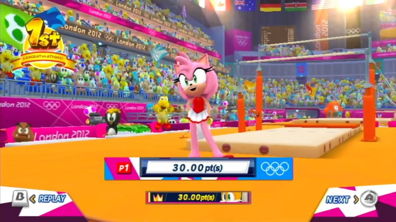Gymnastics Uneven Bars 30.00pts (all characters) Mario & Sonic at the London 2012 Olympic