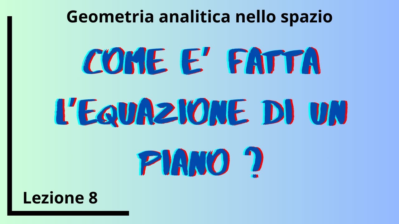 Come è fatta l'equazione di un piano?