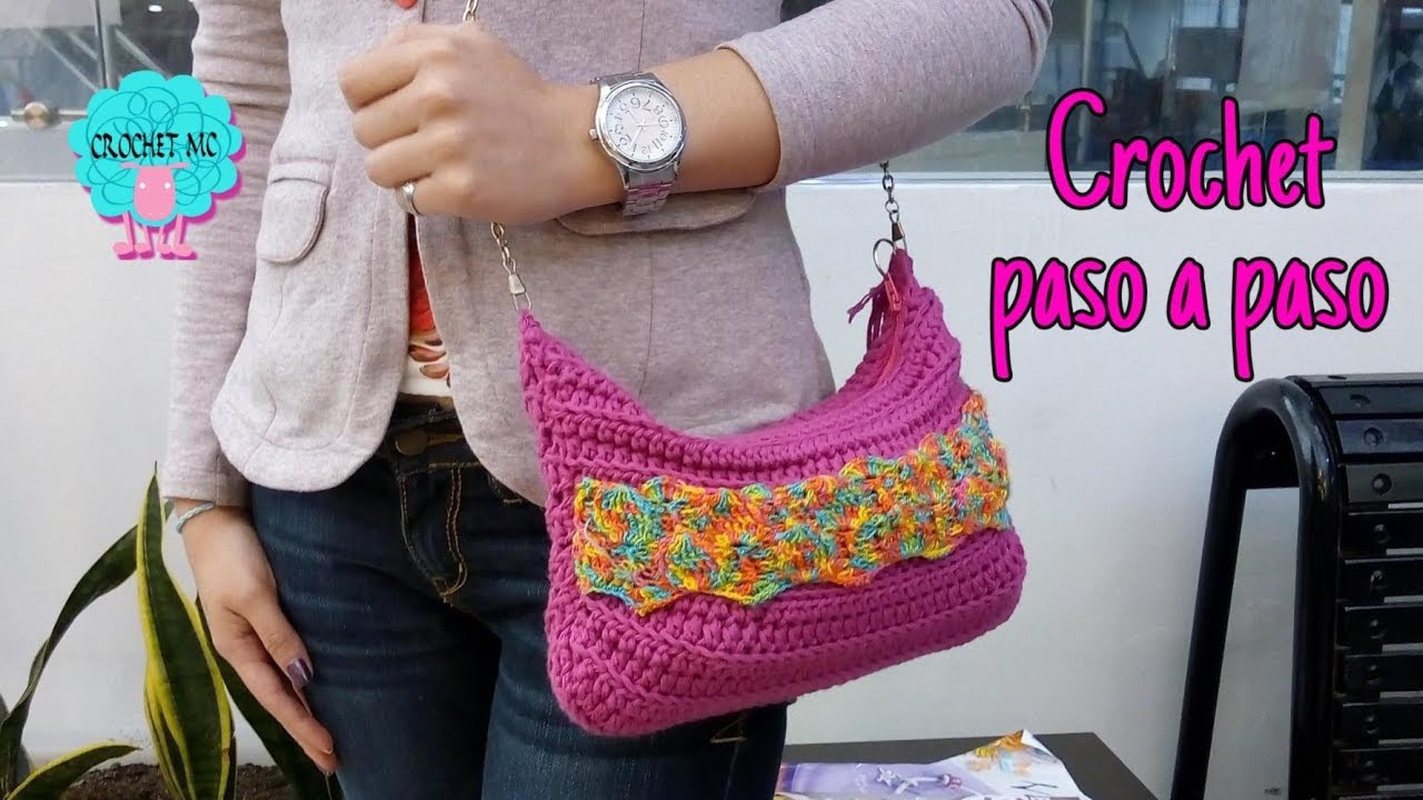 Tutorial bolso de mano a crochet con forro - YouTube