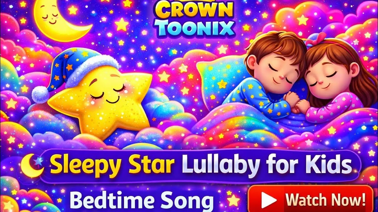 🌙 Sleepy Star Lullaby for Kids | Bedtime Song & Calm Cartoon Animation | Crown Toonix 
