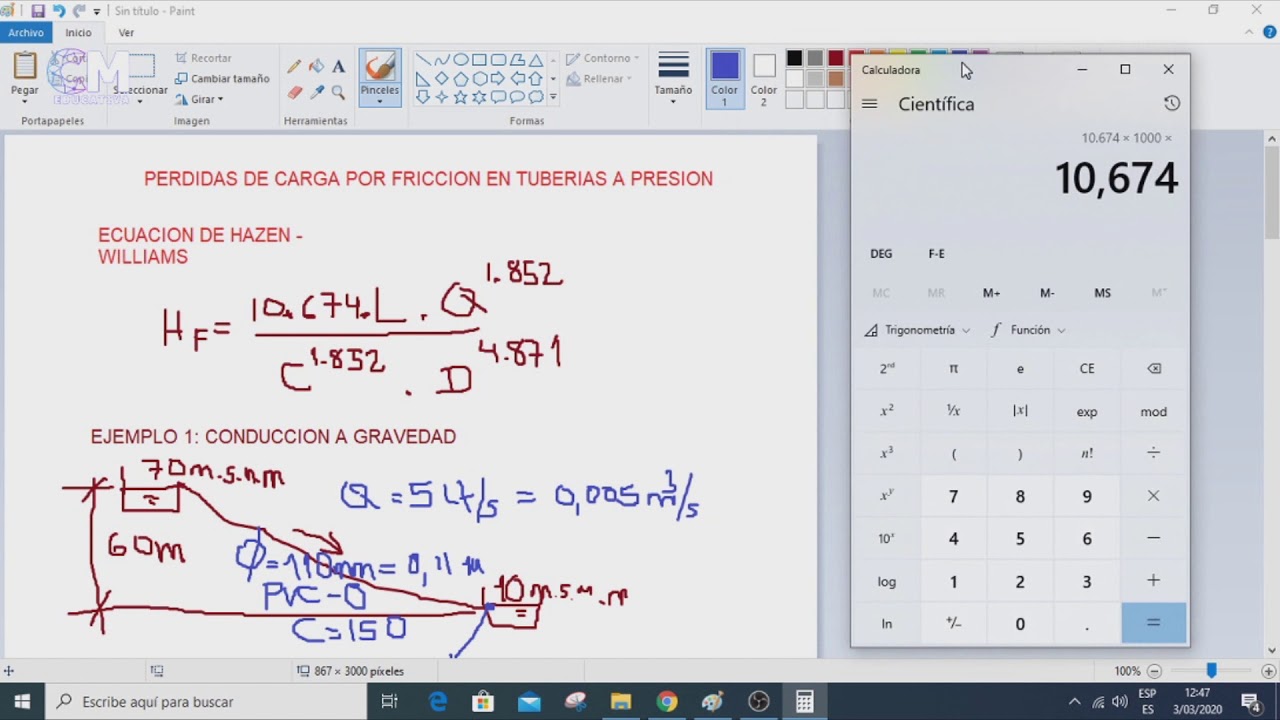 Cálculo de Pérdidas de carga en tuberías a presión por gravedad e Cálculo de Pérdidas de carga en tuberías a presión por gravedad e