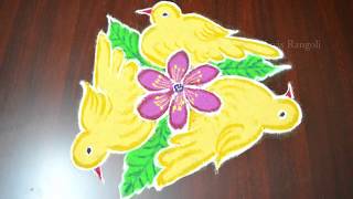 Bird Kolam Latest || Easy Rangoli || Simple Muggulu screenshot 3