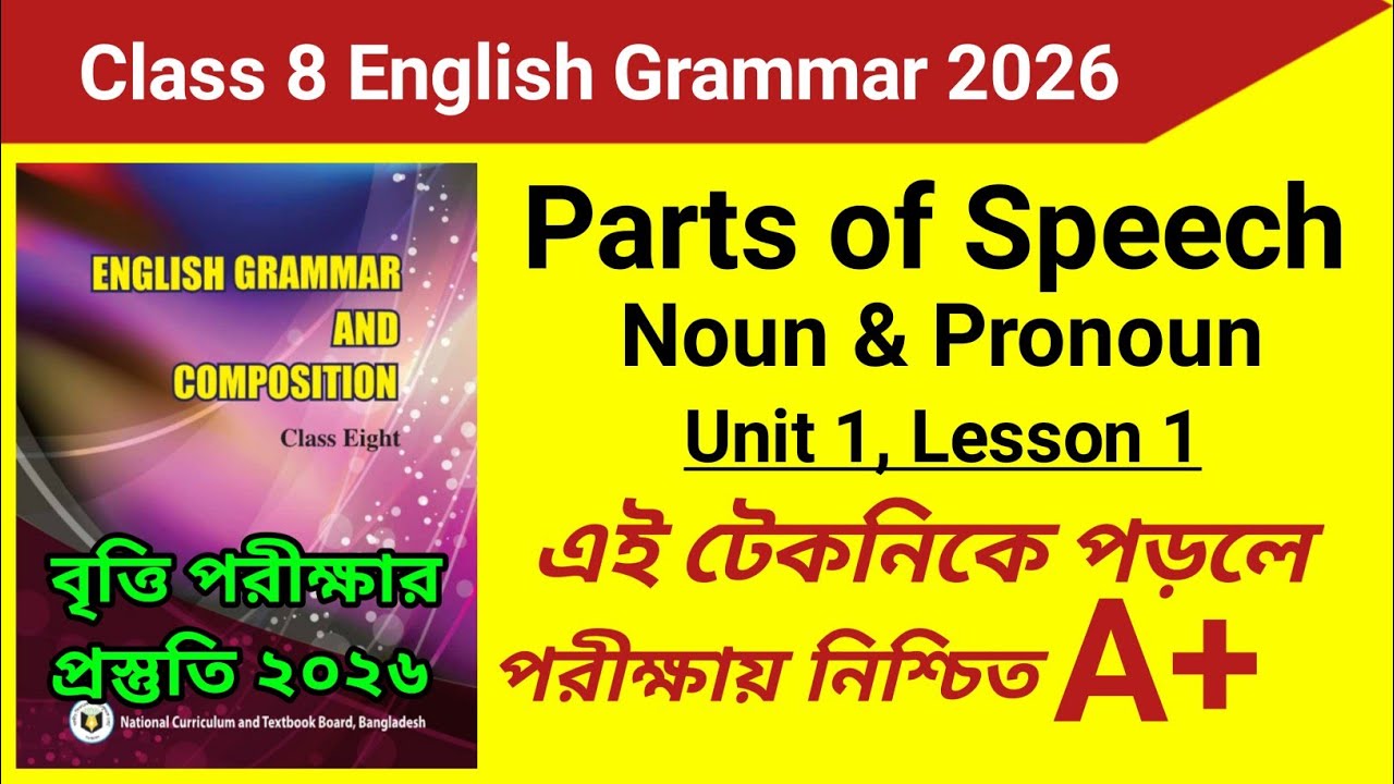 Class 8 english grammar 2026 | class 8 english grammar page 1 | parts of speech | class 8 new book |