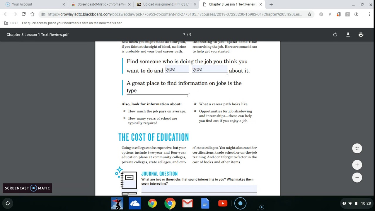 How to Edit and Submit a PDF assignment on a CHROMEBOOK