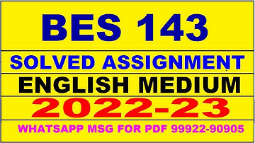 bes 143 solved assignment 2022-23 in english | bes 143 solved assignment 2022-23 | bes 143 2023