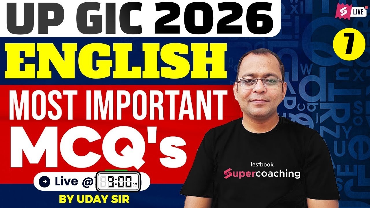 UP GIC Lecturer 2026 | UP GIC Lecturer English MCQs |UP GIC Lecturer English Preparation By Uday Sir