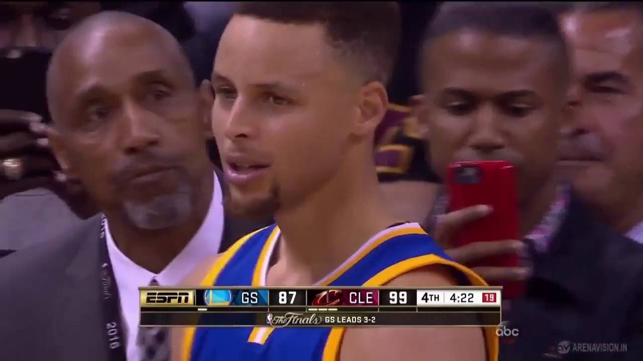 Steph Curry throws mouthpiece at a Cavs fan NBA 2016 Finals Game 6