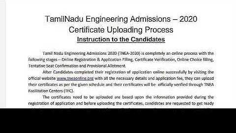 TNEA 2020 certificate uploading process