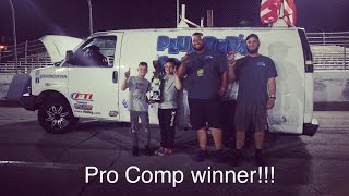 Plumbers Crack burnout van Cleetus and Cars pro comp winner in car