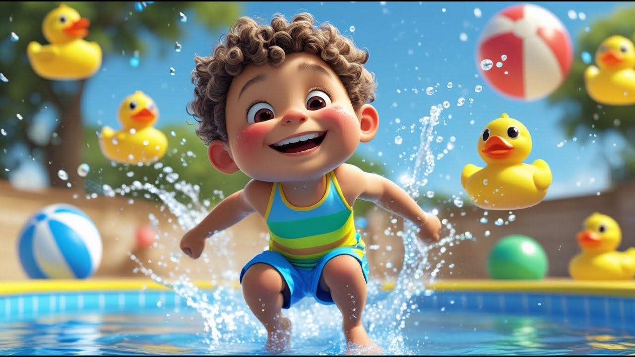 🌈 Rainbow Pool Splash Time Fun 💦🎶 | Colors, Counting & Summer Song for ...