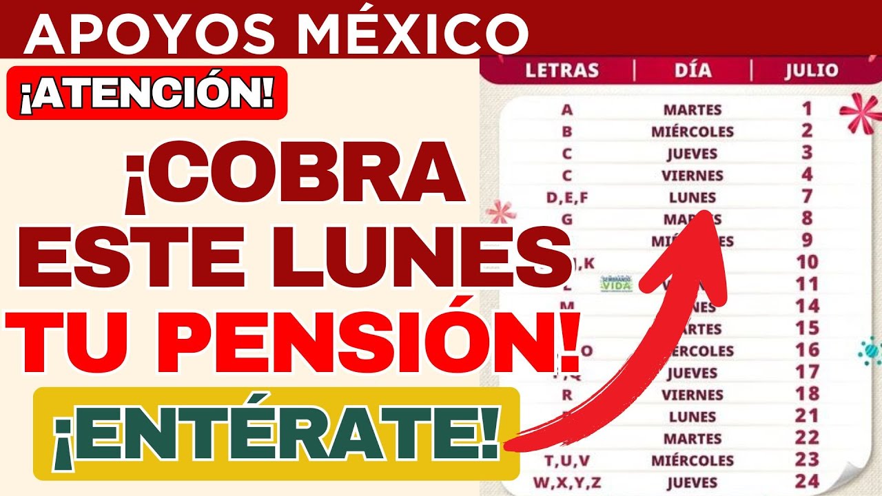 ¡CONFIRMADO! Calendario de pagos Pensión Bienestar JULIO 2025 ...