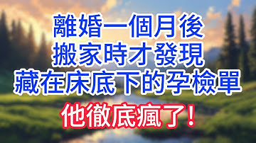 離婚一個月後，搬家時才發現藏在床底下的孕檢單，他徹底瘋了!#完结文#情感故事#一口气看完