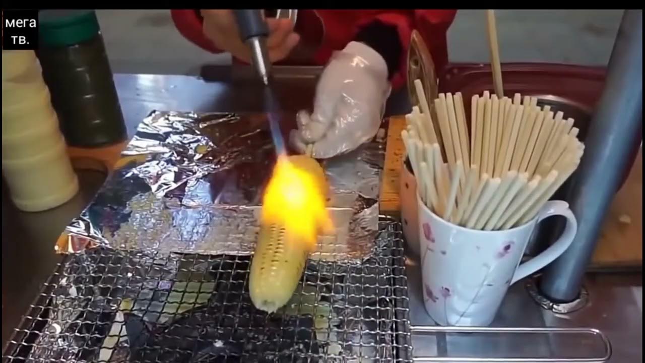 Смажена кукурудза - популярна закуска в Кореї ( 옥수수 튀김 ) Вулична їжа ...