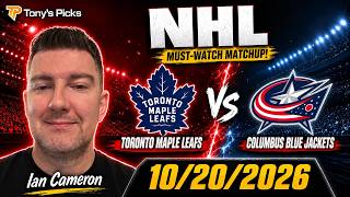Toronto Maple Leafs vs Columbus Blue Jackets 10/20/26 NHL Pick Today