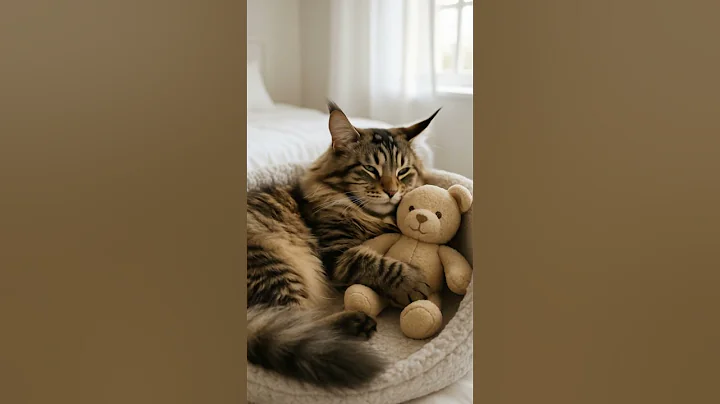 Watch the video about Cat and its favorite Teddy Bear Take the Cutest Nap ever 😴❤️ #animals #catshorts #cat #mainecoon