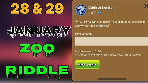 Zoo riddle of the day 28 & 29 January | Riddle of the day Zoo today | riddle of the day zoo | #zoo |