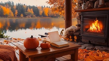 Cozy Cabin in the Autumn Forest 🍁 | Relaxing Piano Music and Crackling Fire Sounds for Deep Sleep