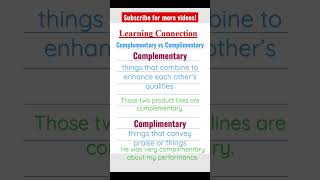 Complementary vs complimentary 🔥#shorts #short #vocabulary #spokenenglish #learnenglish #english
