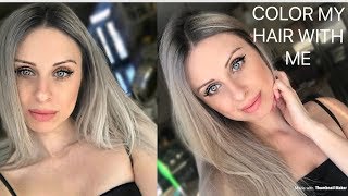 DYE MY HAIR WITH ME: Blending Dark Roots Into Blonde / Reverse Balayage Root Smudge!