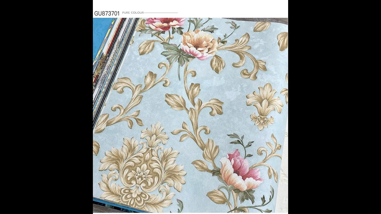 Vinyl Wallpaper Brown Grey Blue PVC Pastoral Floral Wallpaper Roll Waterproof