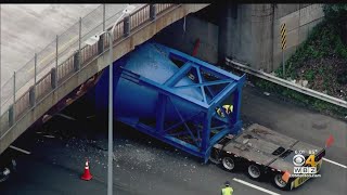Truck Driver Cited After Hitting Bridge On I-93 In Medford