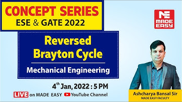 Reversed Brayton Cycle | For GATE & UPSC ESE | Mechanical Engg | By Ashcharya Bansal Sir | MADE EASY