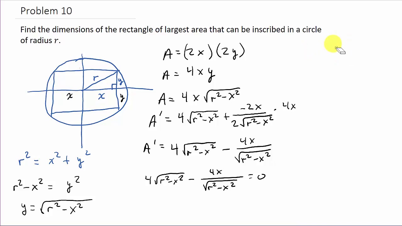 Optimization  Find Dimensions Of Rectangle With Largest