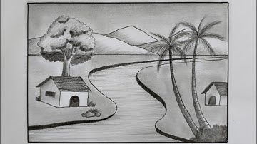 How to draw scenery/Pencil shading for beginners/Vẽ tranh phong cảnh bằng bút chì