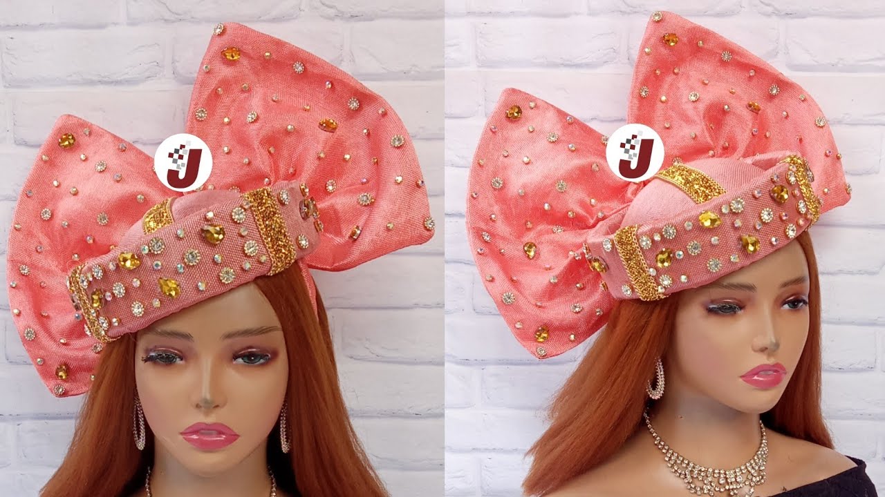 Asooke fascinator headband with bow design