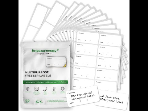 MHSEcoFriendly Food Labels Stickers 100 Food Date Labels 20 Plain Labels Easy Peel-Off 120
