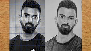 How to draw KL.RAHUL(grid method)//step by step for beginners