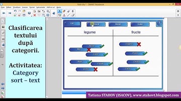 SMART Notebook. Activitatea: Category sort - text