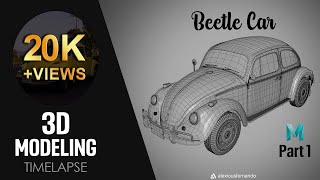 Beetle Car - 3D Model Timelapse (Part 1)