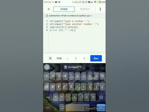 subtraction of two numbers in python #shorts - YouTube